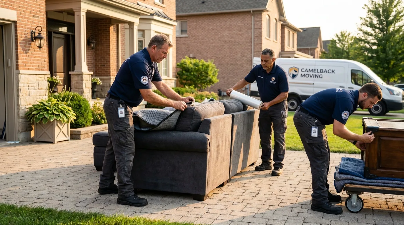 Large estate moving crew wrapping furniture in South Gate, CA