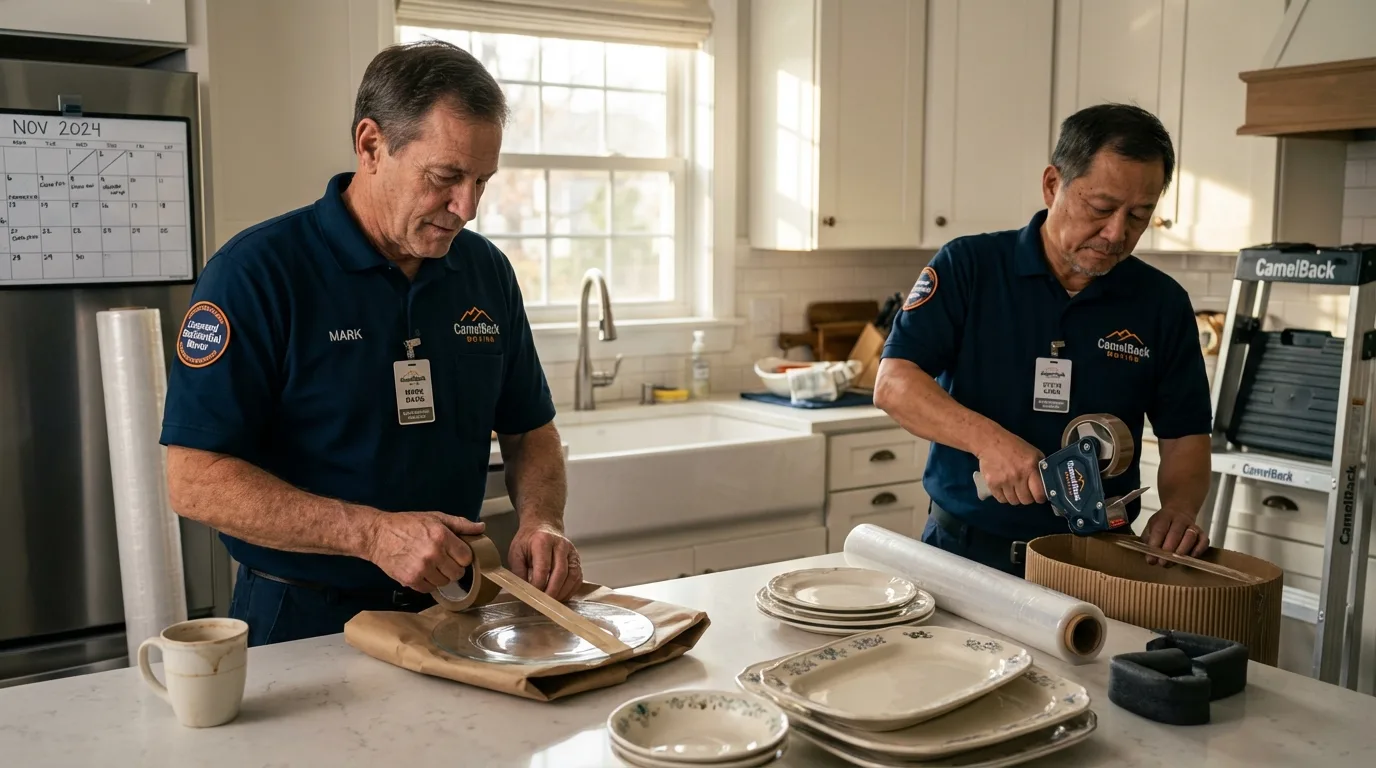 Professional crew packing kitchen dishware in South Gate, CA